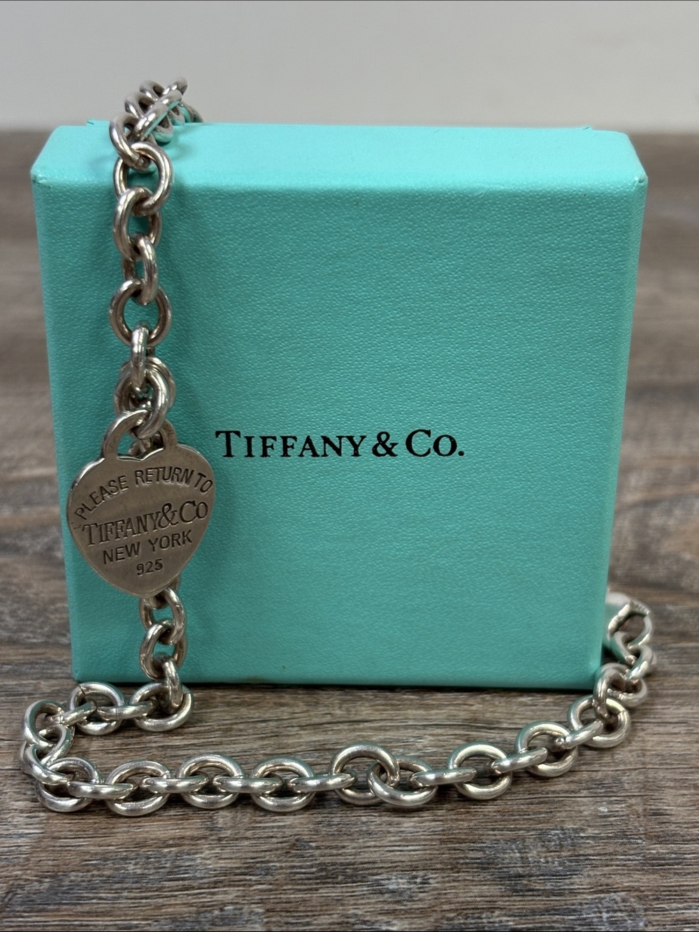 Tiffany & Co. Return to Tiffany Heart Tag Sterling Silver Chain Necklace 16” 925
